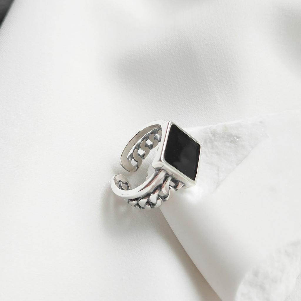 Nhẫn hở đính đá phong cách retro hiphop có thể điều chỉnh thời trang cá tính