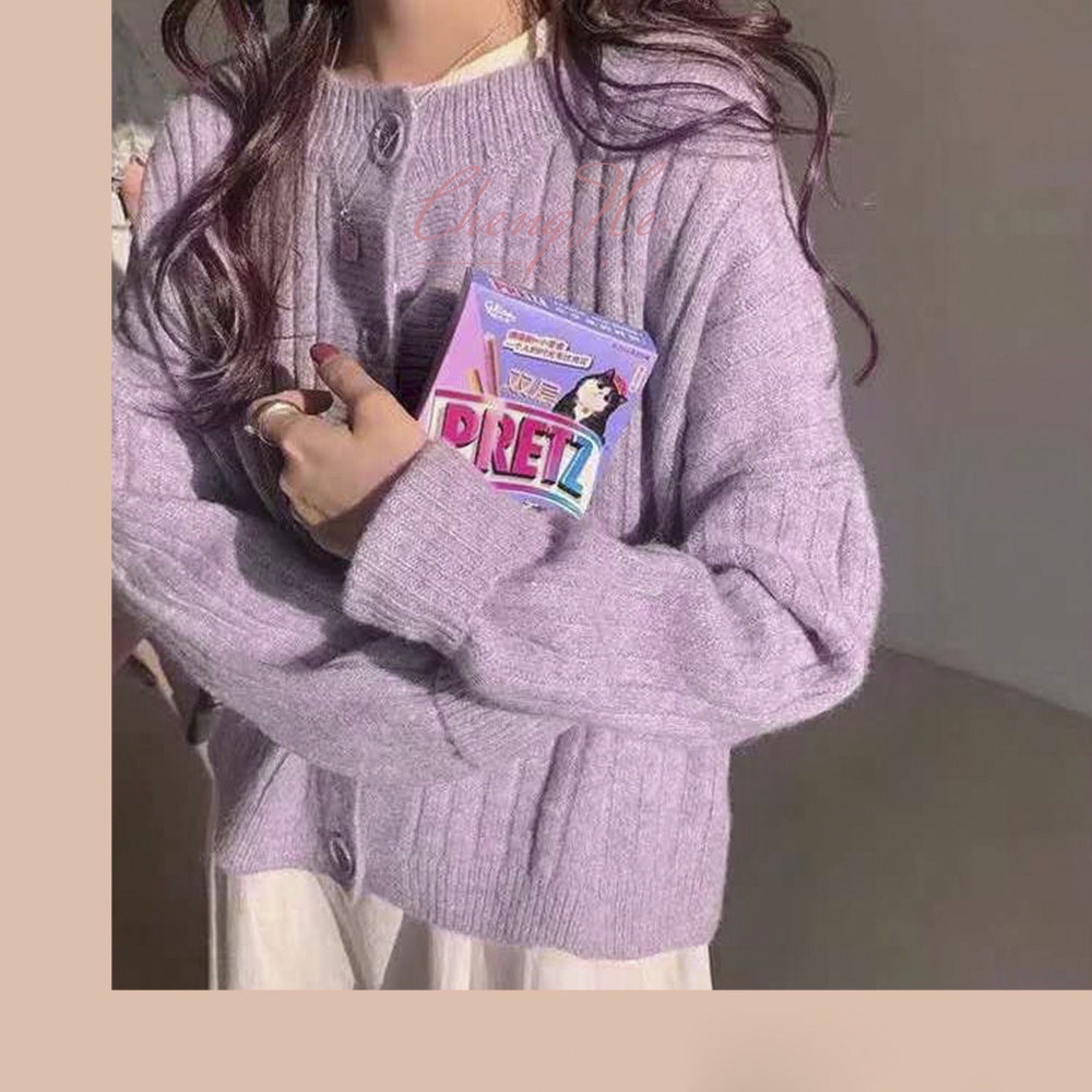 (SẴN) Áo khoác cardigan len dáng lửng dài tay dày dặn dễ thương Korea mùa đông Hàn Quốc rộng rãi nữ tính A00059