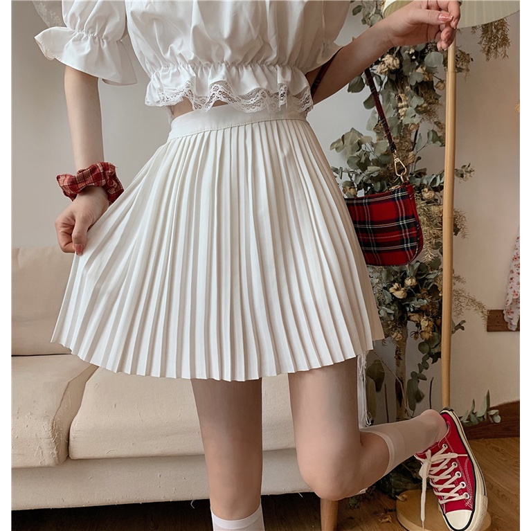 SUXI Chân Váy Ngắn Xếp Ly Lưng Cao Màu Sắc Thời Trang Mùa Hè Cho Nữ