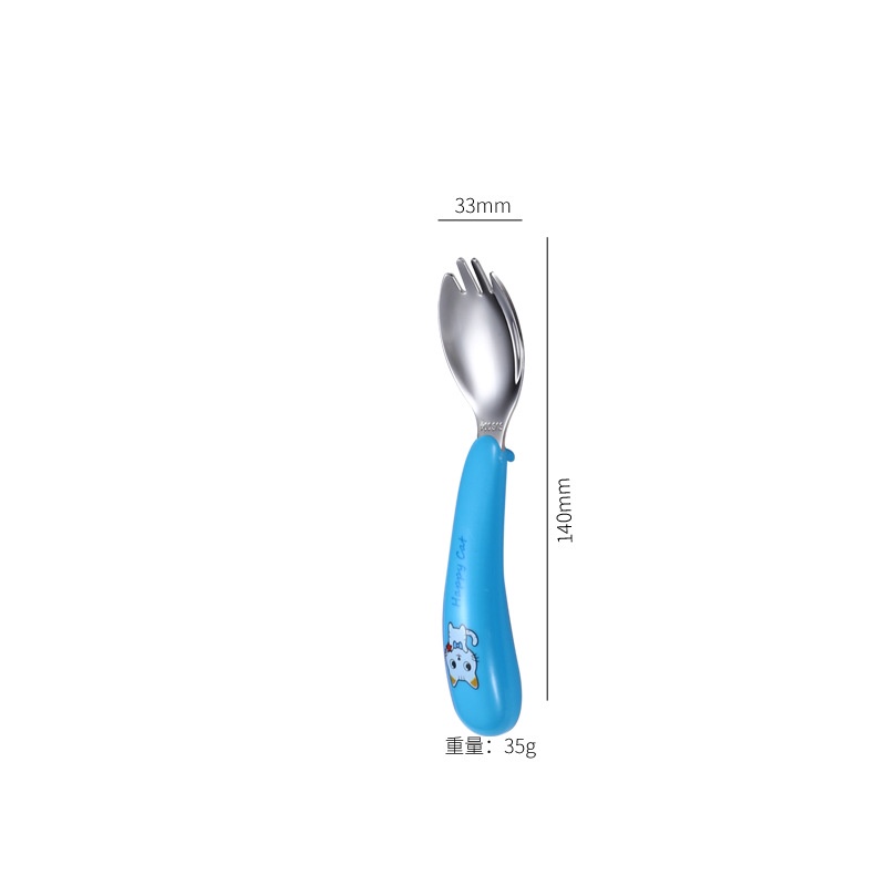 Bộ Thìa Dĩa Đũa Tập Ăn Inox 304 Cho Bé Giúp Bé Tập Xúc Và Tập Gắp Happy Cat