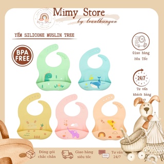 Yếm Máng Silicon Muslintree Siêu Mềm, Siêu Nhẹ Cho Bé