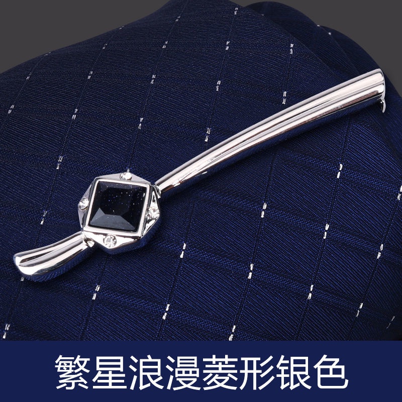 Kẹp Cà Vạt/Cà Vạt Đính Đá Màu Bạc Phong Cách Hàn Quốc Đơn Giản Thời Trang Cho Nam Và Nữ