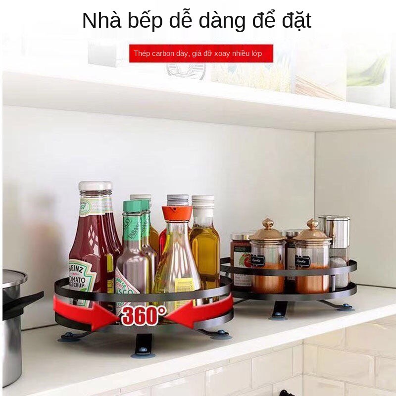 Kệ vật dụng nhà bếp Hộp đựng gia vị nhiều lớp Mặt bàn đồ xoay phòng tắm đa năng