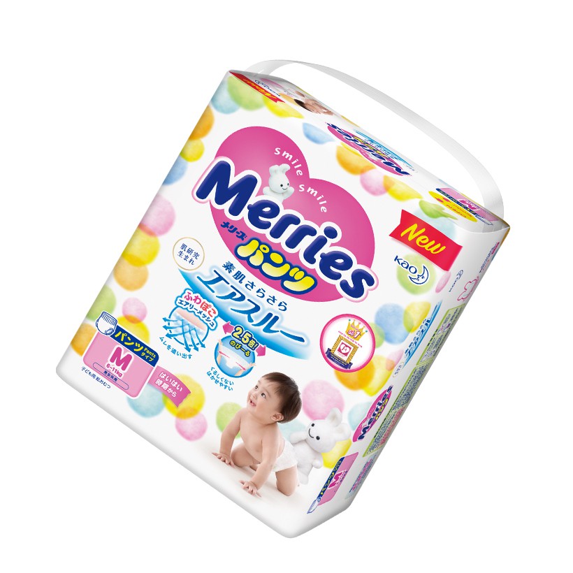 Tã/bỉm quần Merries size M - 58 miếng (Cho bé 6 - 11kg)