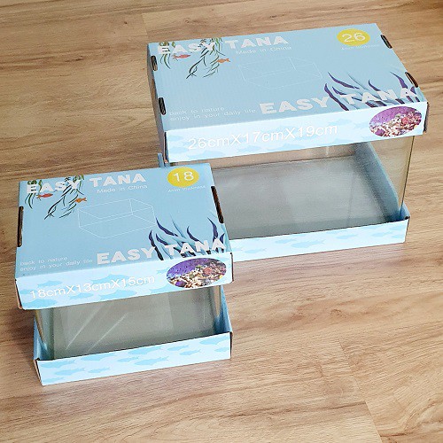 Bộ 2 Hồ Cá Acrylic Cubic Size 18 và 26 Kích Thước 18x13x15cm và 26x17x19cm Dày 4mm Bầu 2 Cạnh Bìa