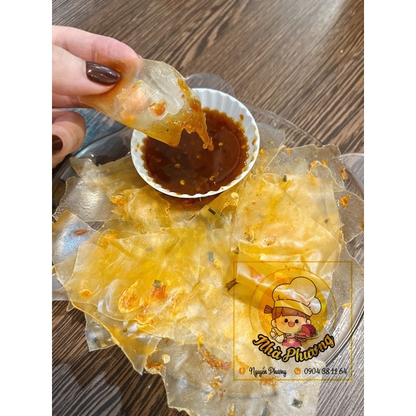 Bánh tráng dẻo tôm chấm muối tắc cay - bì lớn 5xấp bánh to