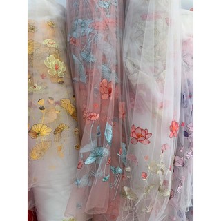 vải lưới thêu