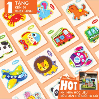 Bộ lắp ghép hình con vật sinh động cho bé, tặng kèm khi mua bộ học liệu Tò Mò Thế Giới Tò Mò
