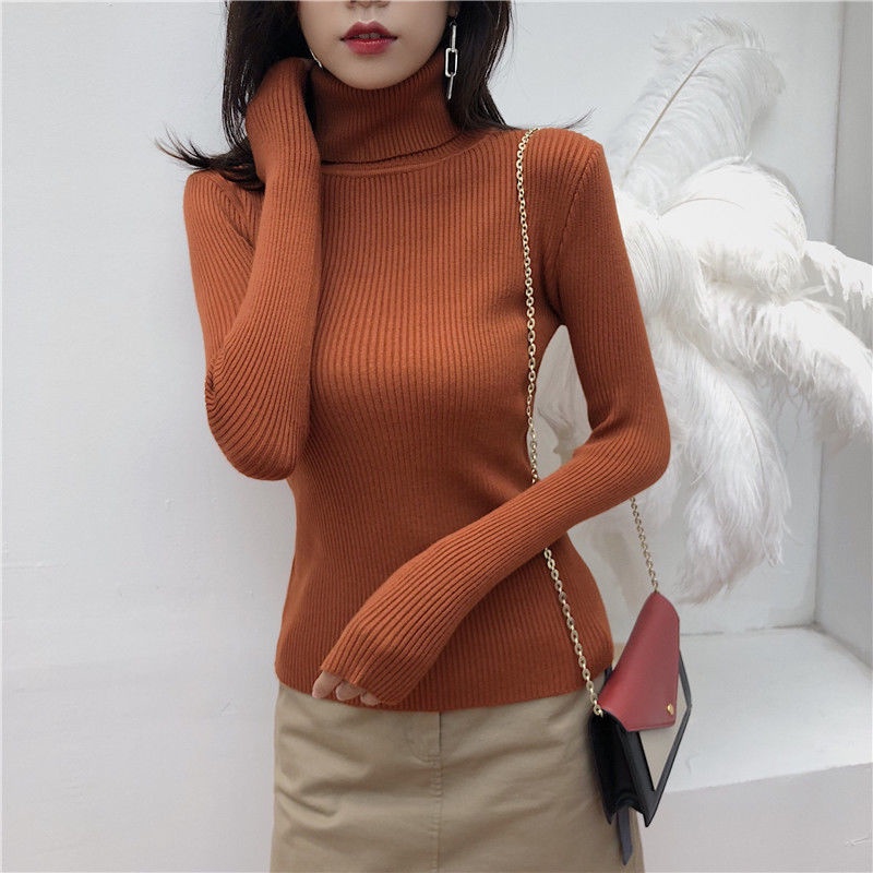 Áo Len Tay Dài Cổ Lọ Màu Trơn Đơn Giản Thời Trang Mùa Thu