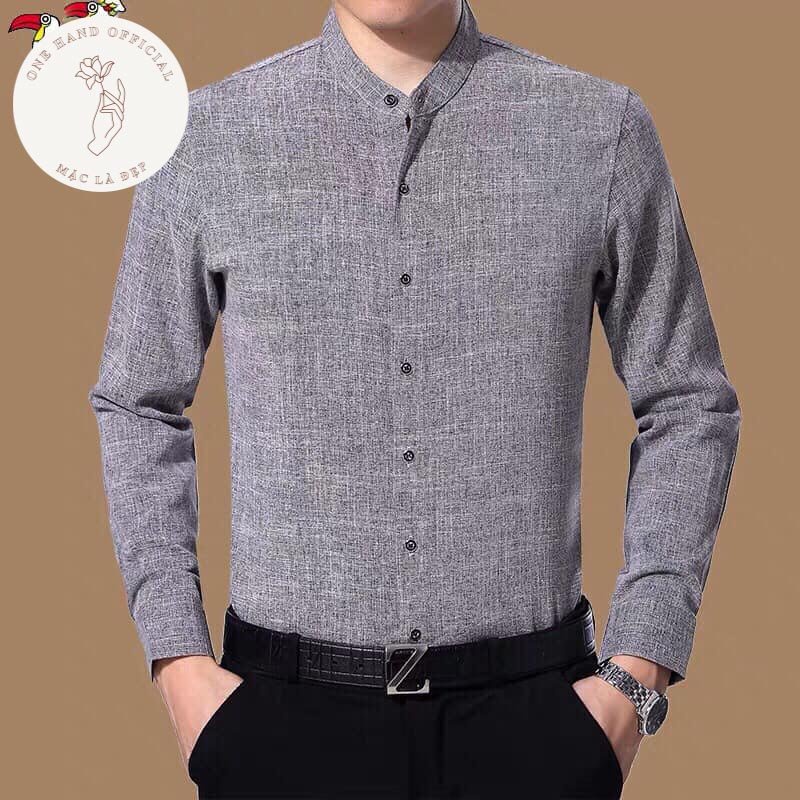 [Hàng VNXK] Áo Sơ Mi Nam Cổ Tàu - Áo Sơ Mi Nam Đẹp - Phong Cách Lịch Lãm - Không Nhăn - Xám Tiêu. P78 | BigBuy360 - bigbuy360.vn