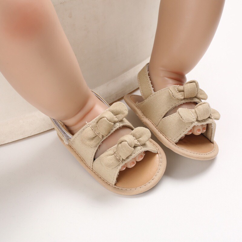 Giày Sandal Cho Bé  𝐅𝐑𝐄𝐄𝐒𝐇𝐈𝐏 Giày Tập Đi Đính Nơ Chống Trượt Đáng Yêu Cho Bé 0-18 Tháng Tuổi
