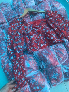 ÁO HOA ĐỎ TAY PHỒNG (KÈM HÌNH THẬT)