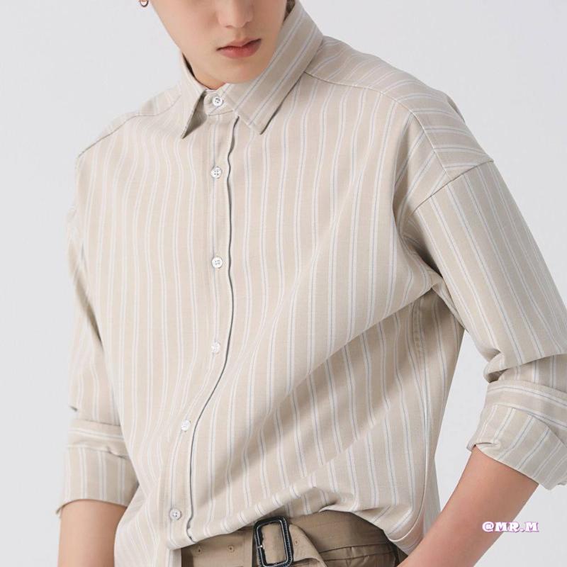 Áo sơ mi nam Áo sơ mi nam dài tay cotton nguyên chât cổ trụ thiết kế viền thoáng mát Áo sơ mi nam thiết kế thời trang chất lượng cực đẹp