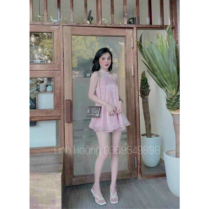 Set áo cổ yếm kèm quần đùi set bộ phong cách Hàn Quốc