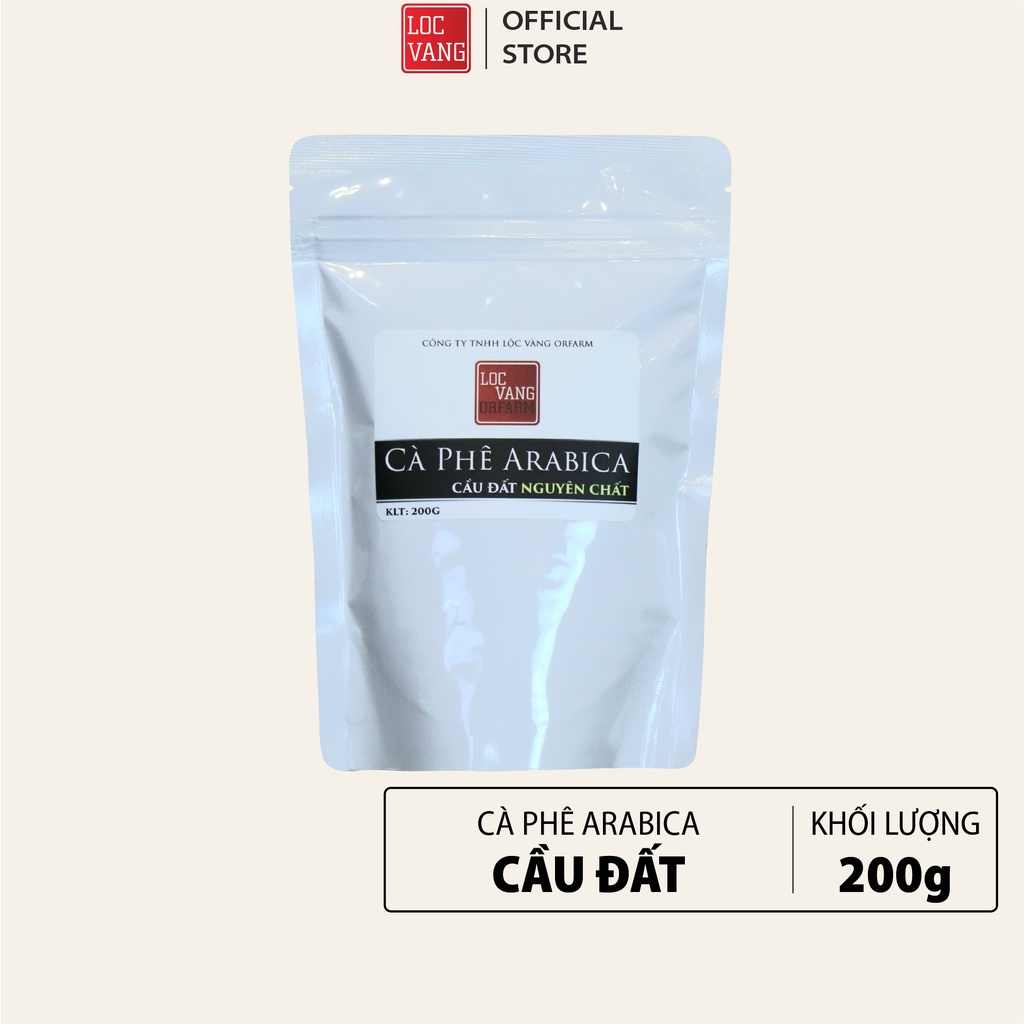 Cà phê Arabica Cầu Đất nguyên chất 100% thơm quyến rũ Pha Phin, Cold Brew, Drip gói 200g