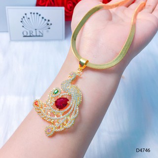 Dây chuyền nữ, dây mì dẹp mặt công đá đỏ thiết kế cao cấp Orin D4746