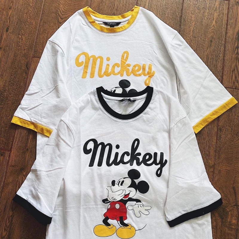 Áo thun basic phối viền mickey siêu kute