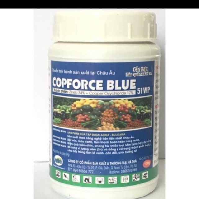 Chế phẩm trừ nấm bệnh Copforce Blue 51WP lọ 100 gr