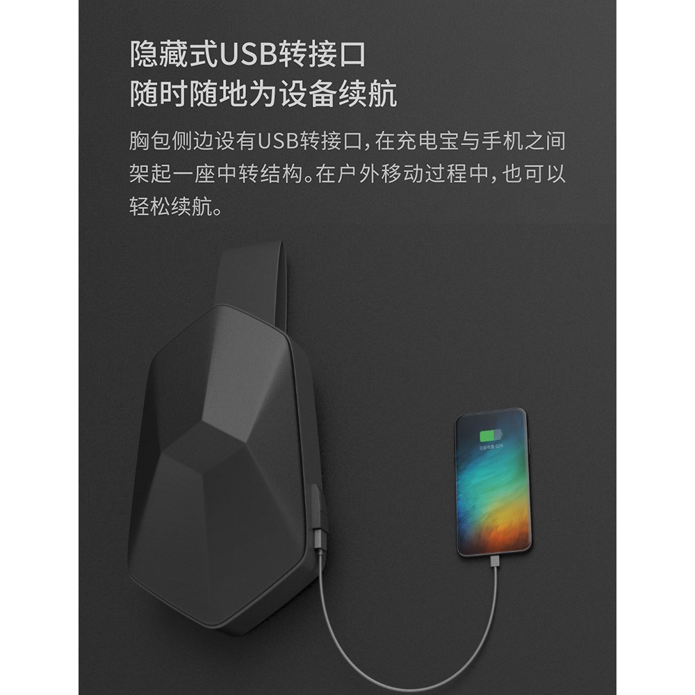 ►Túi đeo chéo Xiaomi nhiều ngăn chống trộm với cổng sạc USB