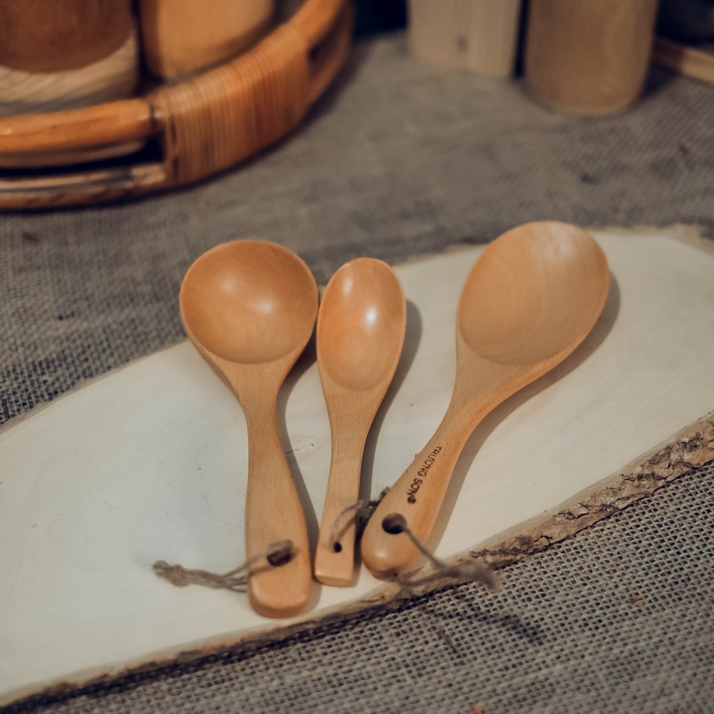 Vá gỗ cơm/canh/súp - Vá gỗ beech - Wooden rice spoon