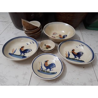 combo chén dĩa xưa con gà 5 người ăn