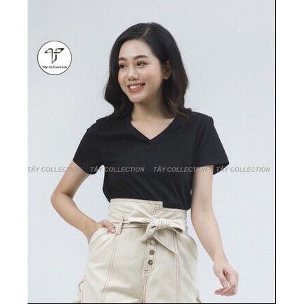 [40 - 55kg] Áo Thun Nữ Cổ Tim VNXK, Áo Thun Lỗ Kim Thông Hơi Thoáng Mát, Vải Đẹp, Thấm Hút Mồ Hôi Tốt