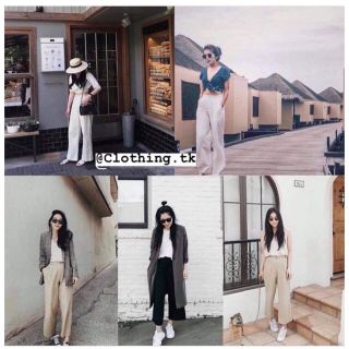 Quần culottes dài vải đũi Nhật