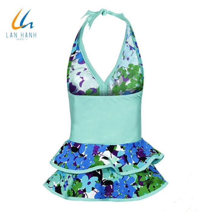 Áo tắm bé gái Lan Hạnh màu xanh ngọc phối hoa - 9101302255  ྇