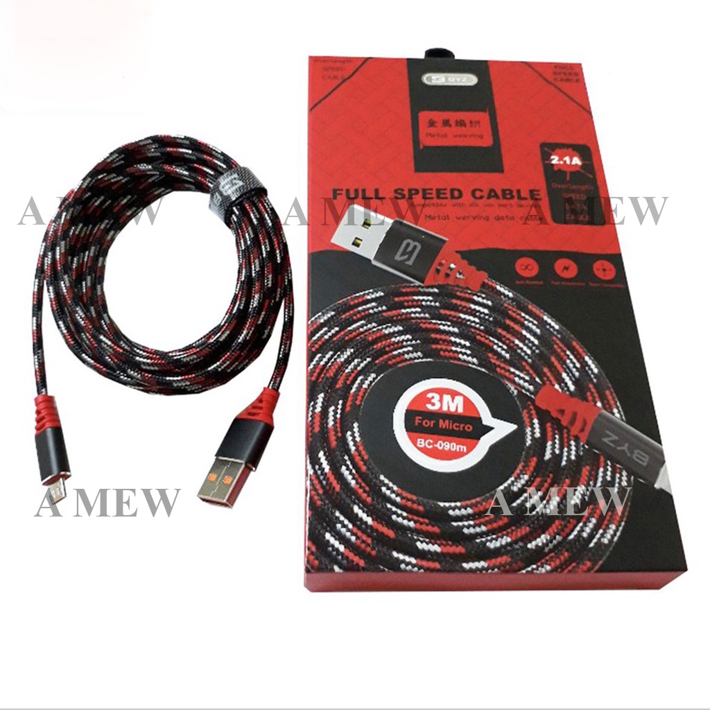 Dây Sạc Nhanh BYZ BC-090 Dây Dù Dài 3 Mét,cho IP/,micro/s.a.m.s.u.n.g,type c- AMEW SHOP