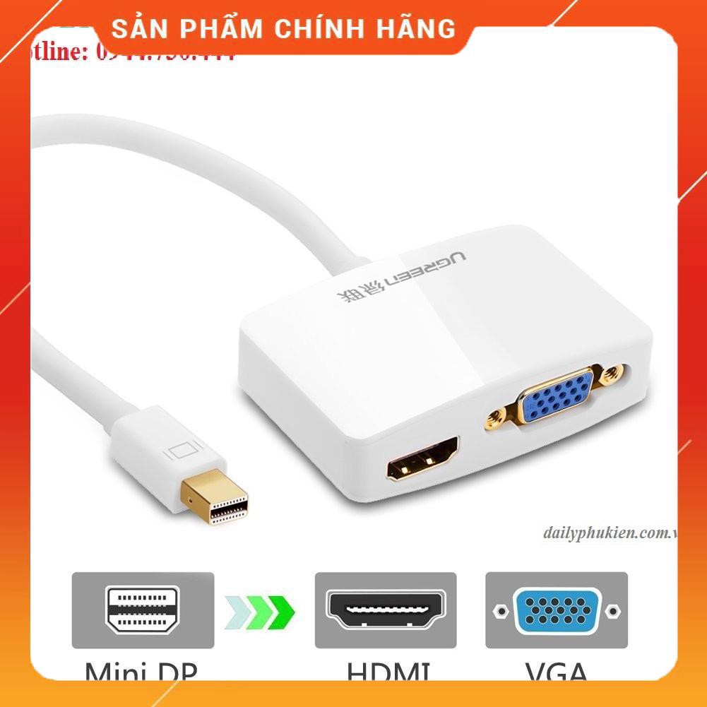 Cáp chuyển Mini DisplayPort sang VGA + HDMI Ugreen 10427,cáp nối macbook với máy chiếu, tivi