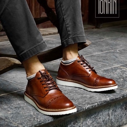 [CAO CẤP] Giày da nam công sở màu nâu COLE HAAN HM mũi tròn Đế bánh mì Phong cách văn phòng đường phố bụi bặm BH 1 năm