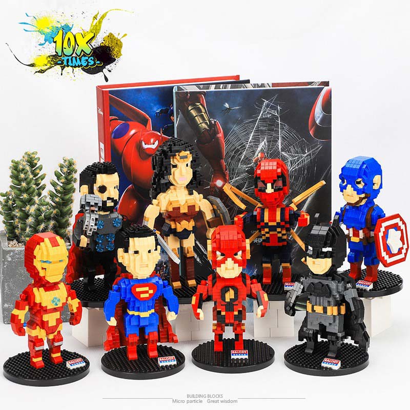 (size 15Cm) Lego 3D siêu anh hùng siêu nhân marvel có khớp tay người nhện, ironman, superman,quà tặng bạn trai, đồ decor