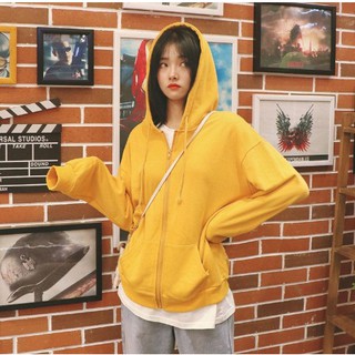 Áo khoác Hoodie form rộng kéo khóa buộc dây mũ