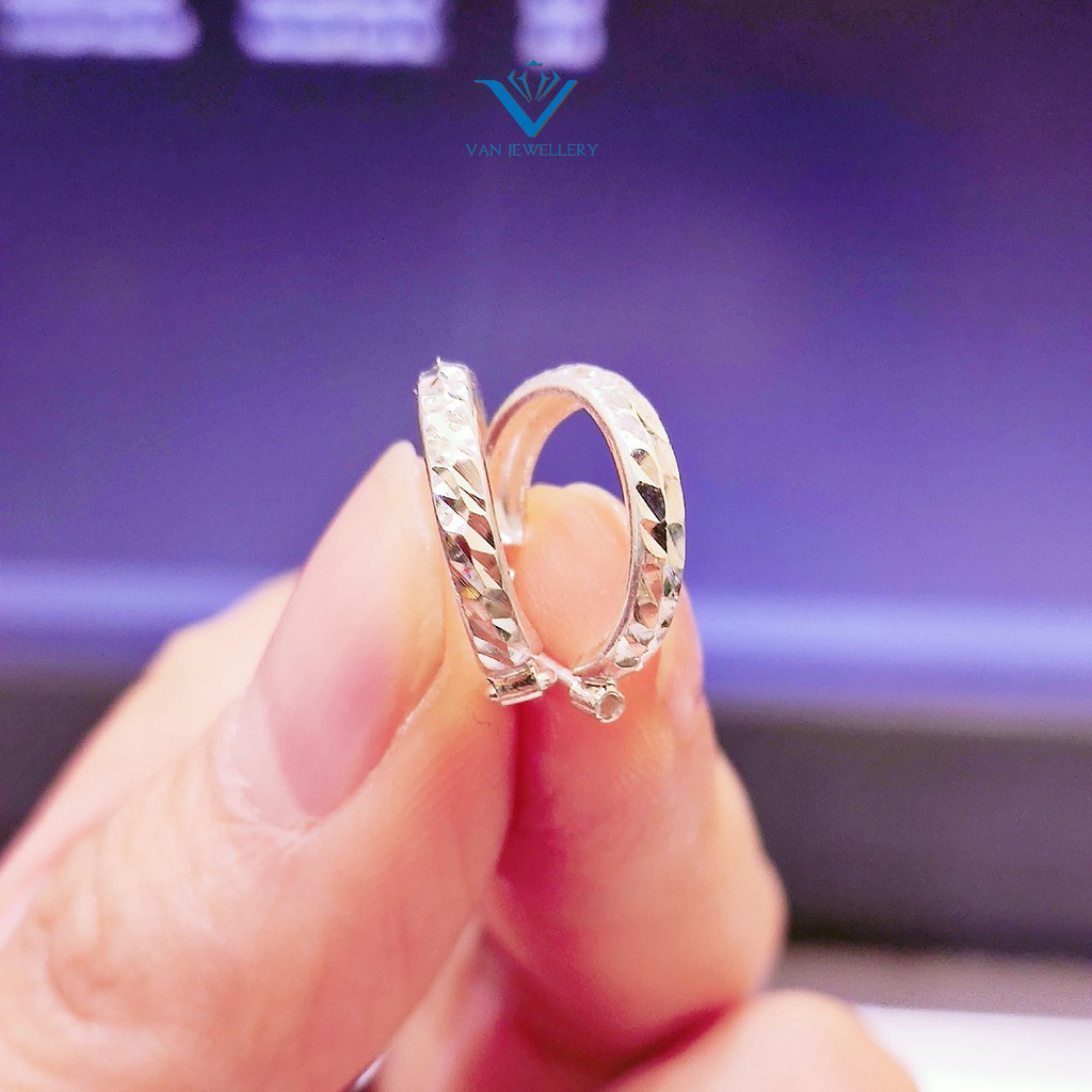 Bông tai tròn trơn bạc ta thân phay bóng đường kính 10-12mm