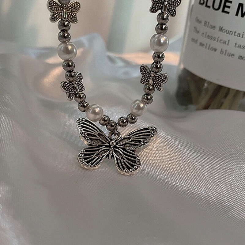 Vòng cổ Mặt Hình Bướm Đính Ngọc Trai Thời Trang Cho Nữ