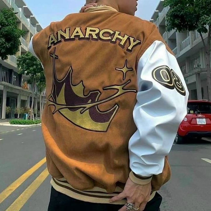 Áo Khoác Bomber Nhung Gân Nam Nữ Unisex Chất Dày Dặn Phong Cách Hàn Quốc (Anarchy)