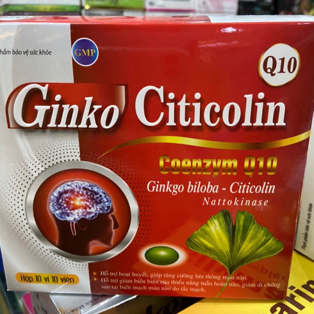 Viên bổ não Ginko Citicolin Q10 hỗ trợ mất ngủ giảm trí nhớ 