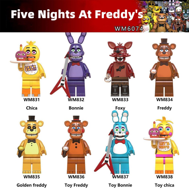 Bộ Đồ Chơi Lắp Ráp Mô Hình Nhân Vật Freddy Chica Foxy Bằng Nhựa Abs WM6074