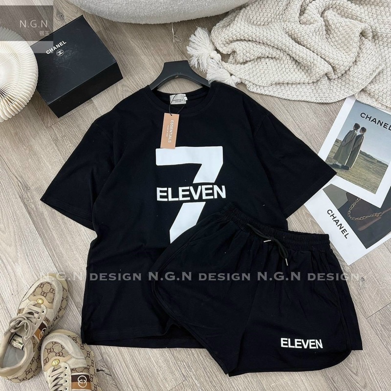 Sét bộ thời trang nữ mặc đi chơi chất cotton cao cấp xịn in số 7 ELEVENN