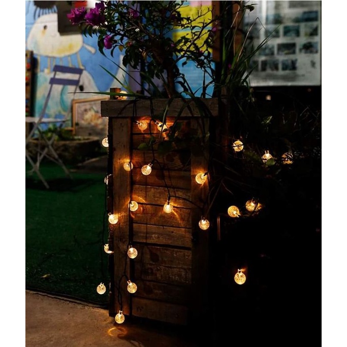 Dây Đèn Trang Trí Bi Bọt 10M - 42 Bóng Trang Trí Noel Lễ Tết Lung Linh
