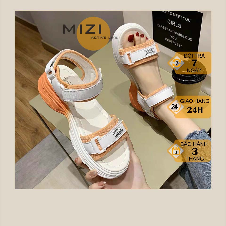 Dép sandal nữ đi học, dép quai hậu đế cao 3 phân Hàn Quốc giá rẻ Mizi SD97