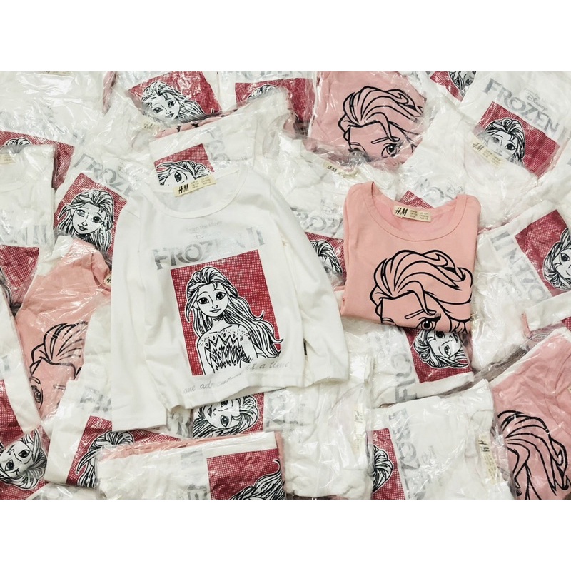 Set 2 áo cotton dài tay el.sa hm cho bé gái size từ 12-32 cân