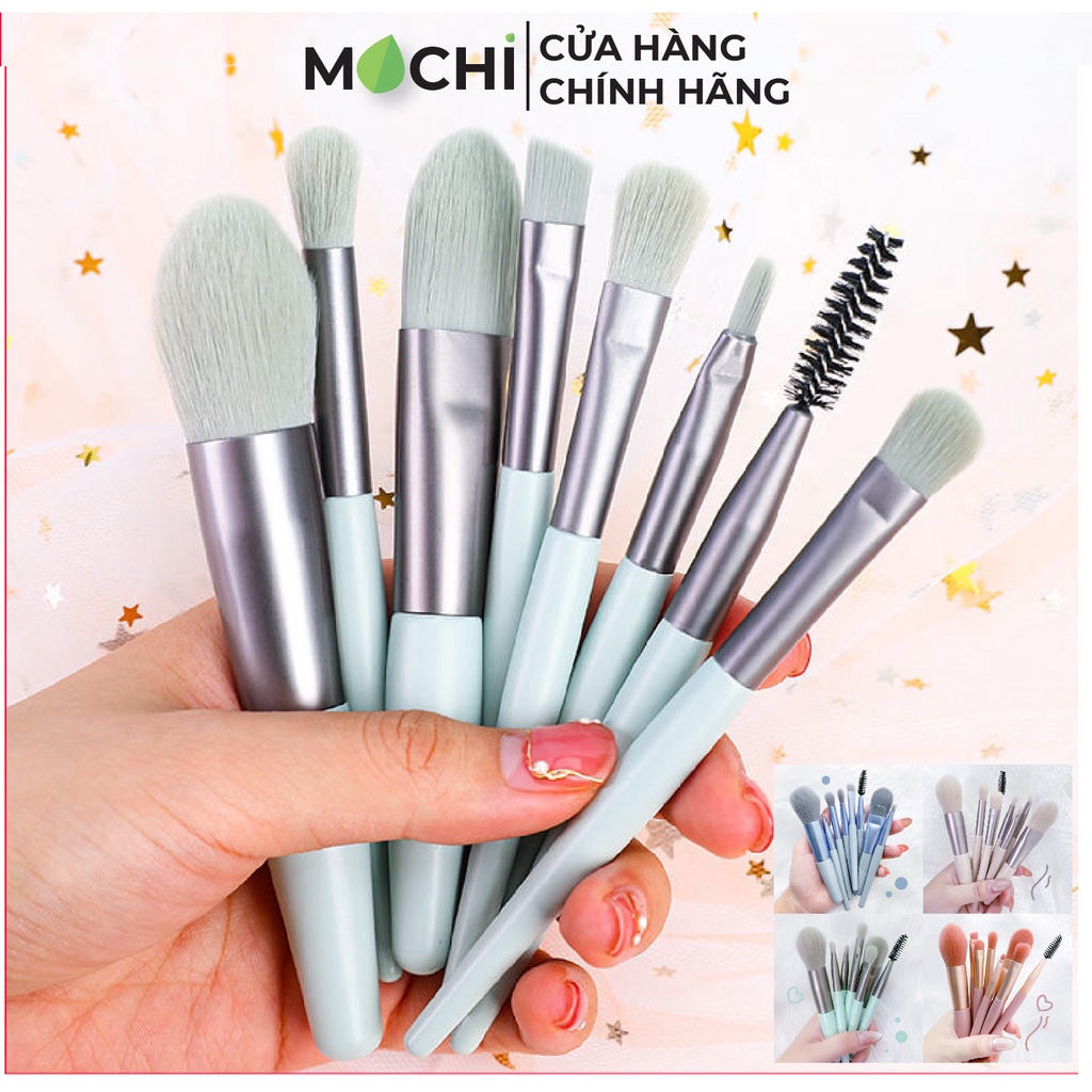 Bộ Cọ Trang Điểm 8 Món Makeup Phấn Mắt l Má Hồng l Kem Nền l Kẻ Lông Mày l Che Khuyết Điểm Tiện Dụng MOCHI SHOP