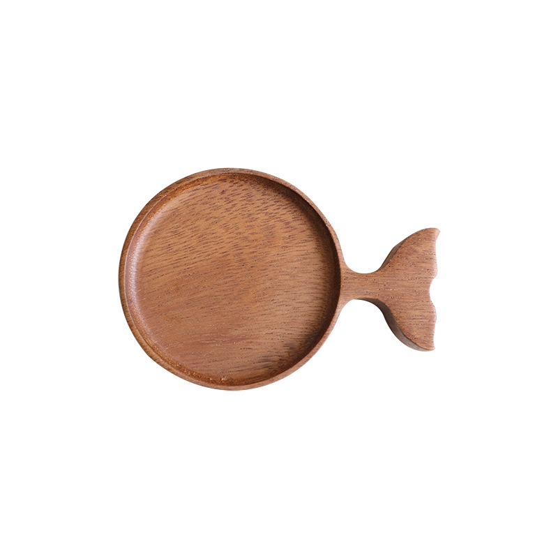 Đĩa gỗ keo cá sáng tạo Nhật Bản retro bộ đồ ăn vẽ tay nhúng nước sốt tấm gia vị