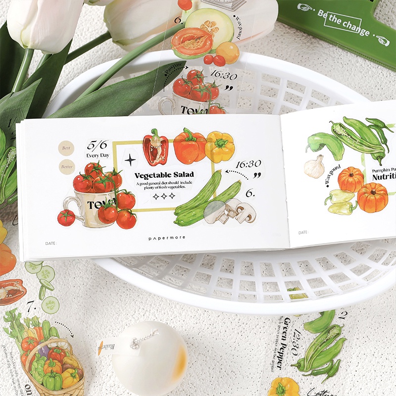 Flowertree Bộ 6 Miếng Dán Hình Rau Củ Trang Trí Sổ Tay