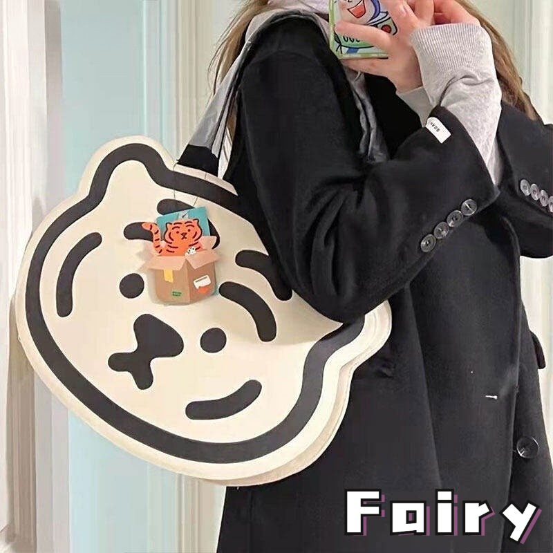 Túi Đeo Chéo Đa Năng Hình Đầu Hổ Bằng Vải Canvas Phong Cách Hàn Quốc Mới Dành Cho Bạn Nữ