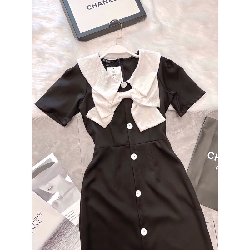 🎀 Đầm đen dài nơ cổ trắng ( ảnh thật, có feedback, cận chất) | BigBuy360 - bigbuy360.vn
