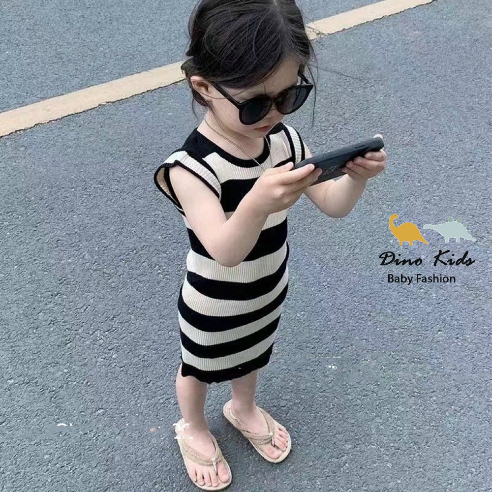 Váy cho bé gái, váy body kẻ to tay hến sang chảnh cho bé