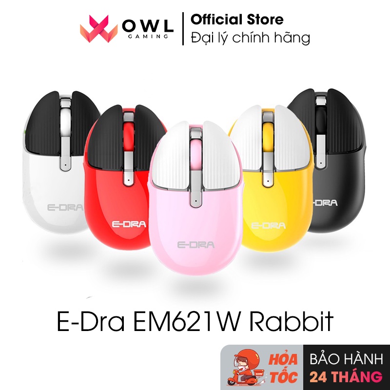 Chuột không dây E-Dra EM621W Rabbit (Hàng chính hãng) - Kết nối Wireless và Bluetooth, switch silent yên tĩnh, pin lâu