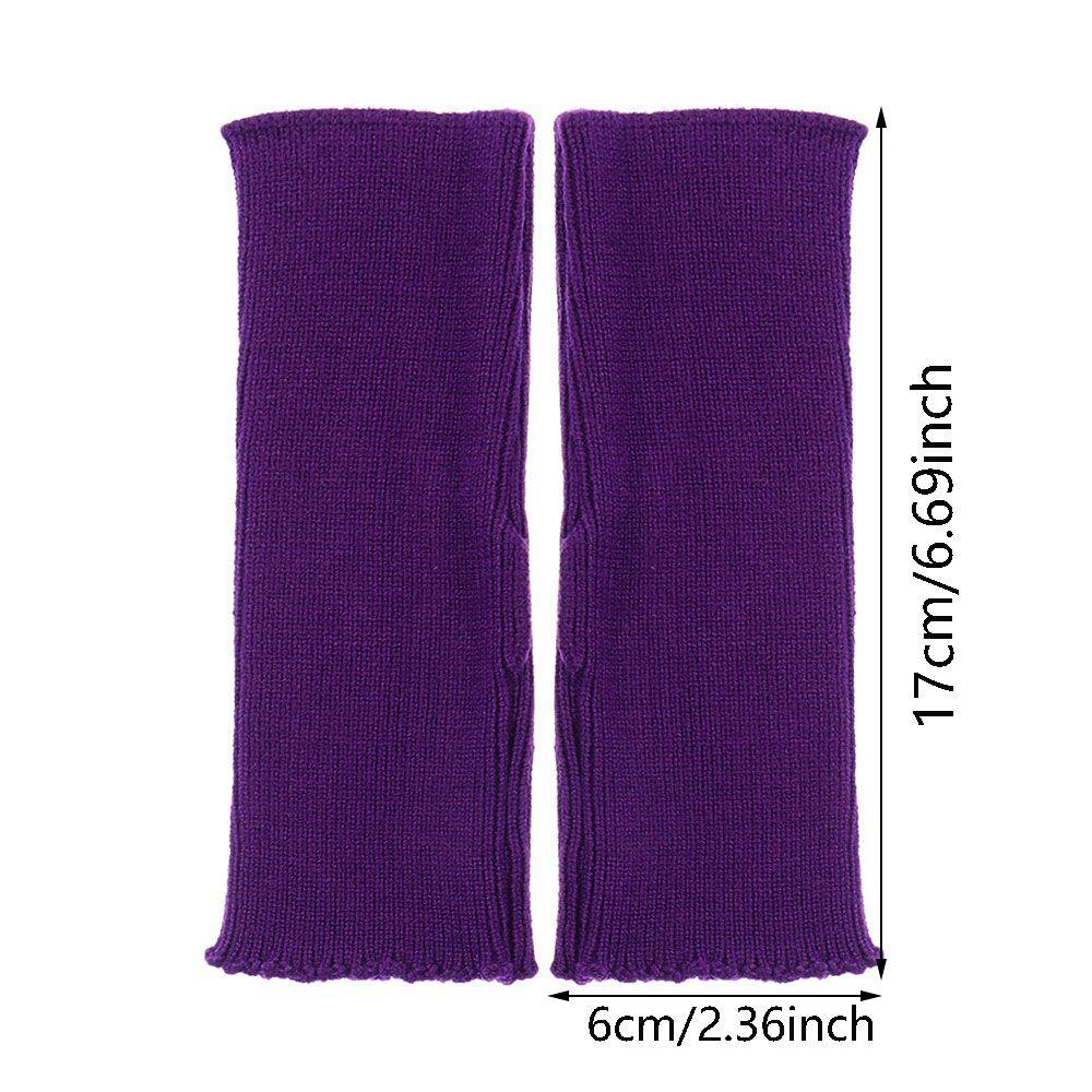 Găng Tay Dệt Kim Dài Hở Ngón Chất Liệu Dày Dặn Co Giãn Cho Nữ